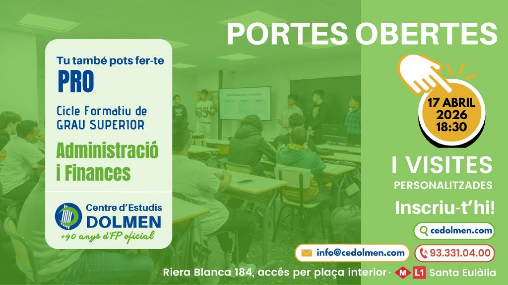 Portes Obertes 26-27 CFGS Administracio i Finances CE DOLMEN 17 abril 2026
