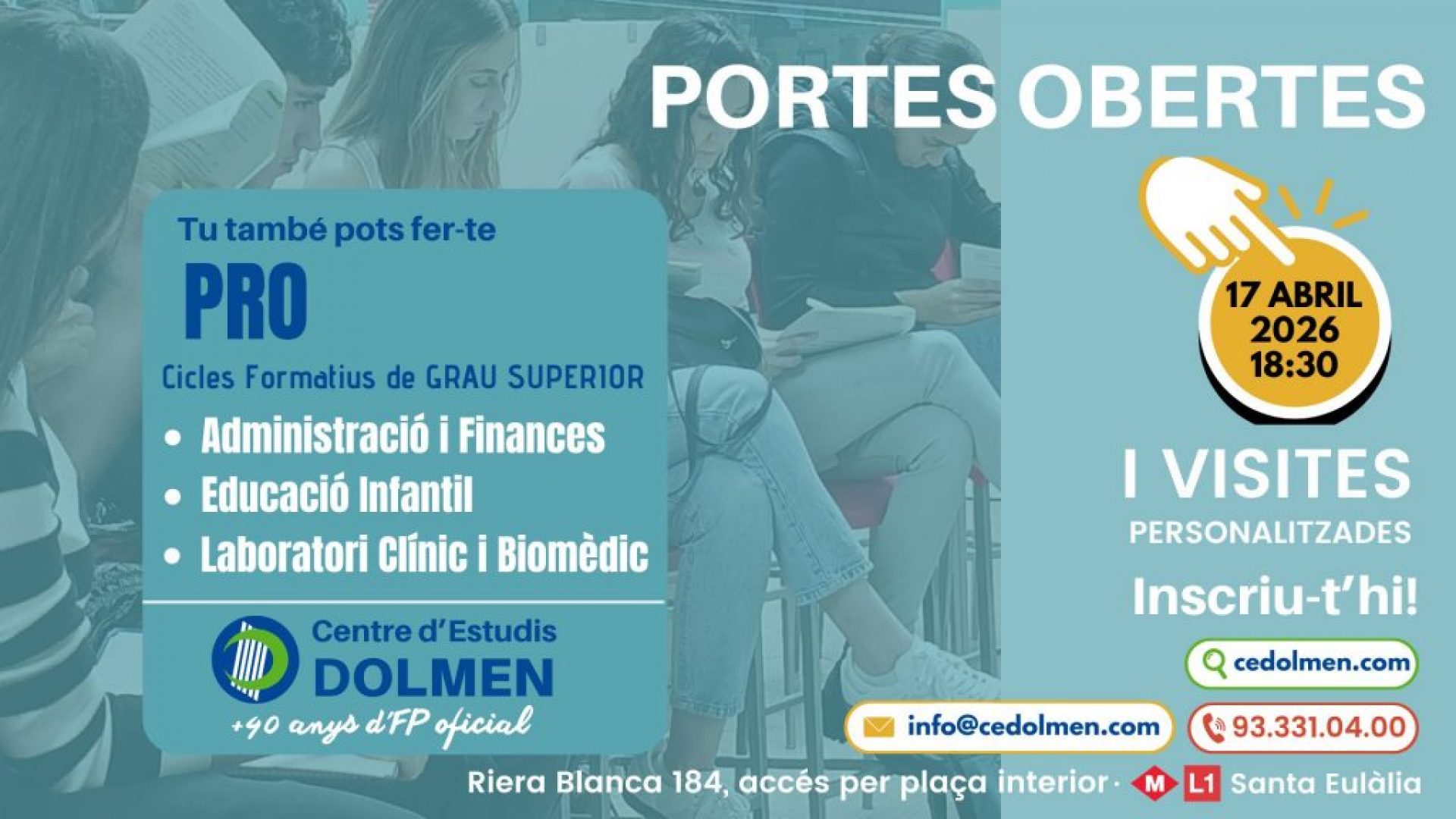 Portes Obertes 26-27 CFGS CE DOLMEN 17 abril 2026