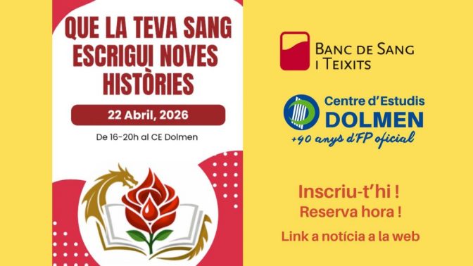 Anunci Campanya Donacio Sang ApS CE DOLMEN CFGS Laboratori i BTS Abril 2026