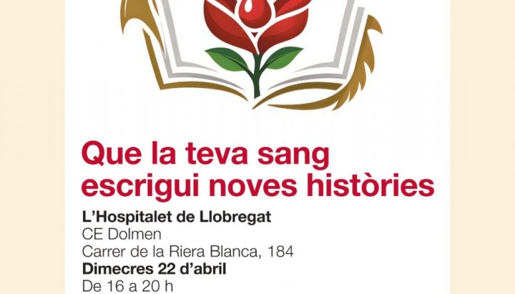 Pòster oficial campanya Aprenentatge Servei Donació de sang de CFGS Laboratori de CE DOLMEN amb el Banc de Sang i Teixits BST_Abril 2026 format IG 4 5