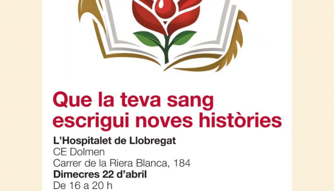 Pòster oficial campanya Aprenentatge Servei Donació de sang de CFGS Laboratori de CE DOLMEN amb el Banc de Sang i Teixits BST_Abril 2026 format IG 4 5