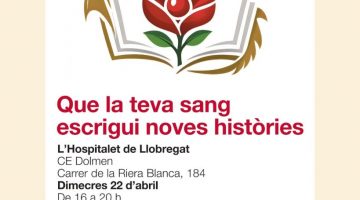 Pòster oficial campanya Aprenentatge Servei Donació de sang de CFGS Laboratori de CE DOLMEN amb el Banc de Sang i Teixits BST_Abril 2026 format IG 4 5