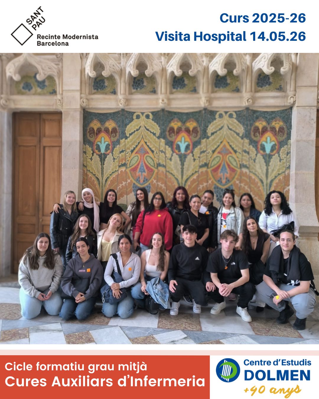 1_Visita Sant Pau CE DOLMEN CFGM Cures Auxiliars Infermeria_maig 2026